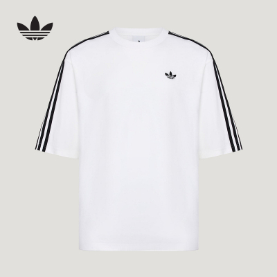adidas阿迪达斯三叶草白色大号半袖夏男女宽松透气短袖T恤 KG6332