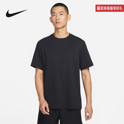 nike耐克短袖男夏季新款宽松纯色运动休闲黑色T恤FB7866-010