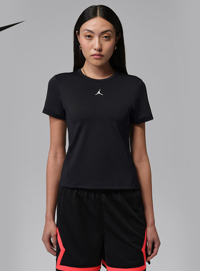 NIKE耐克夏季新款女印花休闲运动正肩短袖短款修身T恤 IF2355-010