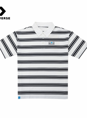 Converse匡威26夏男女同款运动休闲短袖条纹翻领T恤衫 UCK178-023