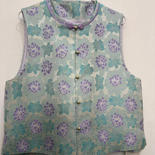 满分桑蚕丝宋锦曲水凌波现货实拍马甲