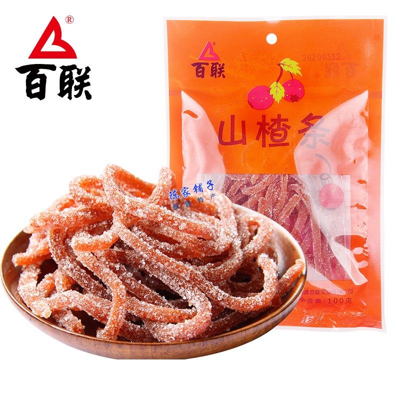 福建百联山楂条100g酸甜蜜饯果脯干小包装儿童零食山楂类制品袋装