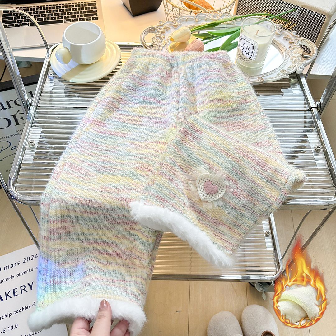 女童加绒阔腿裤2025秋冬