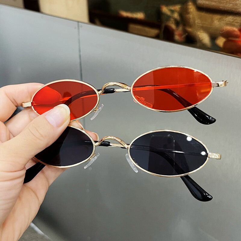 新款儿童墨镜表演走秀男女童街拍太阳镜金属框复古男孩眼镜凹造型