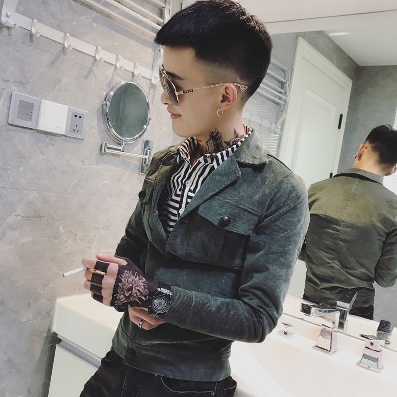 燈芯絨外套男ins超火的韓版修身帥氣小夥潮男人夾克精神潮流痞帥在類目 男裝, 夾克中 - 來自Buy2taobao.com提供專業的淘寶代購服務