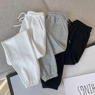宽松显瘦棉内胆毛圈束脚运动女裤 女 百搭休闲卫裤 2022春秋新韩版