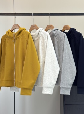 LU风！春季休闲运动卫衣~宽松松弛感连帽净版简约休闲开衫外套女