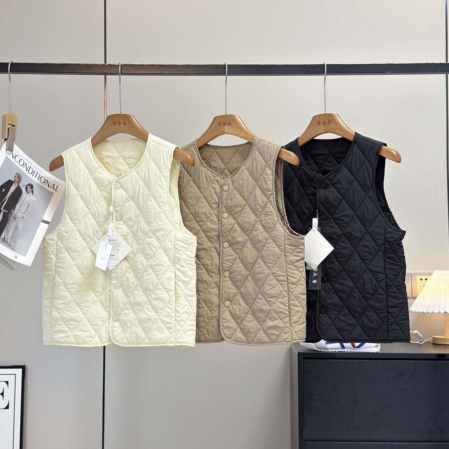 大厂订单！羊毛夹层~男女款秋冬轻薄保暖菱格V领叠穿保暖马夹外套,女装/女士精品,马夹,淘宝优惠券,粉丝福利购,淘宝优惠卷