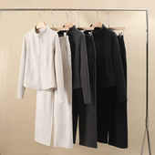 两件套 女秋冬修身 时髦休闲运动套装 小蛮腰外套显瘦阔腿裤 LU风格