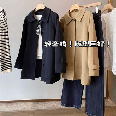 版型超好！柜面6K+老钱风复古轻奢英伦经典直筒廓形短款风衣外套