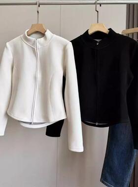 LU家同款！石墨烯显瘦小蛮腰~美式辣妹摇粒双面绒开衫夹克短外套