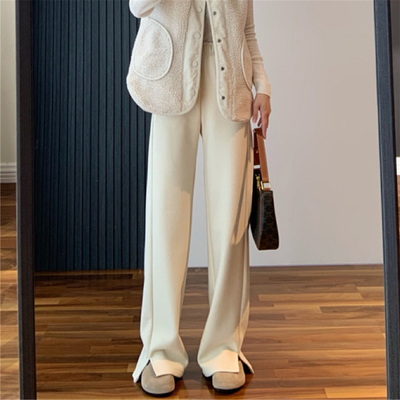 DELUEST百搭高腰奥利绒长裤