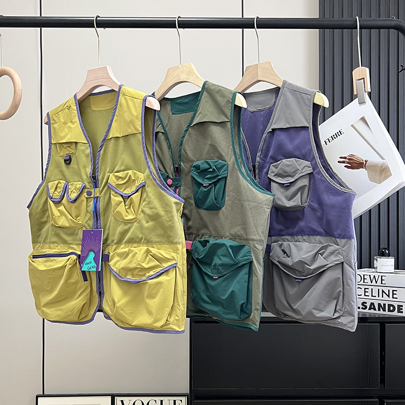 户外凉感速干工装马甲 男女夏季轻薄透气徒步登山服多口袋背心