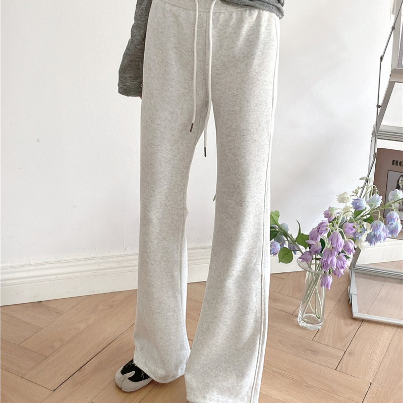 LU同款！大厂牛货~百搭高腰弹力巨显瘦垂感运动休闲微喇裤女卫裤