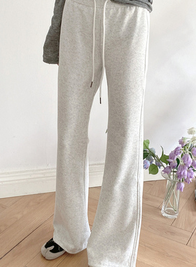 LU同款！大厂牛货~百搭高腰弹力巨显瘦垂感运动休闲微喇裤女卫裤