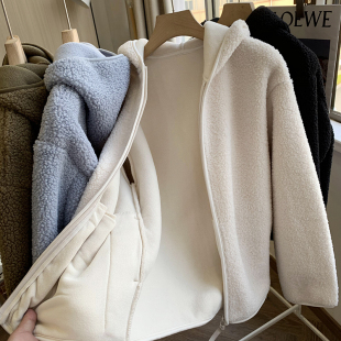 日单试衣间 温暖百搭连帽羊羔绒颗粒绒休闲毛毛保暖短外套 柜249