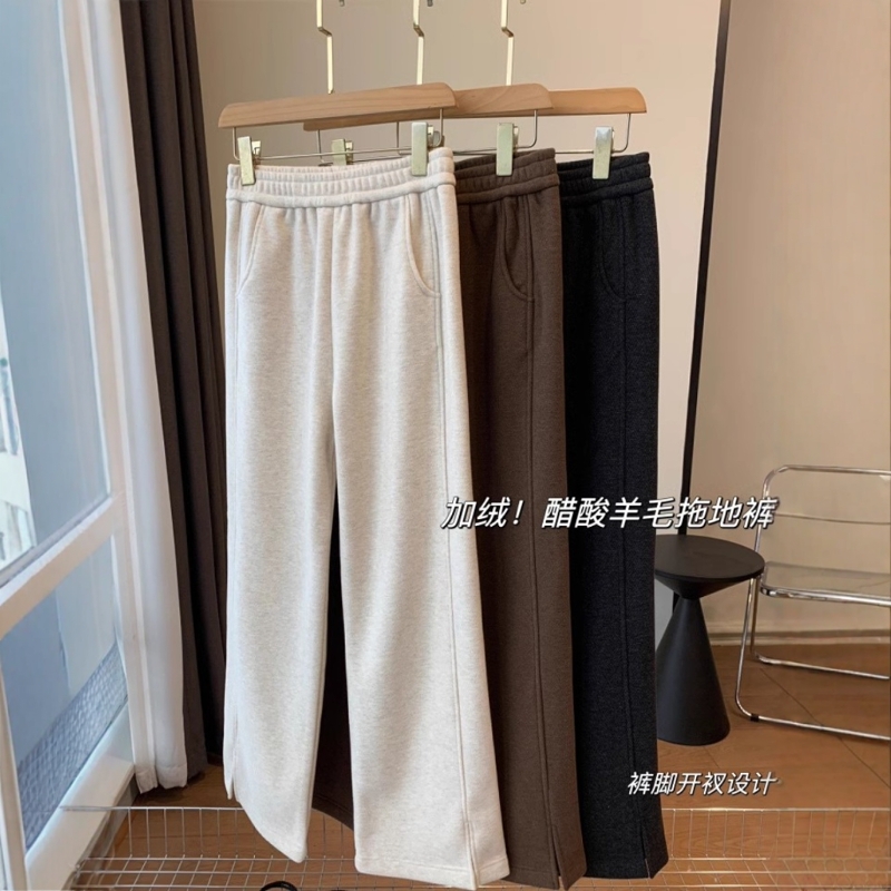 澳羊绒醋酸羊毛裤窄版休闲阔腿裤