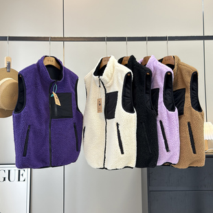 大厂订单 两面穿加厚保暖摇粒绒仿羊羔毛叠穿背心马甲 男女情侣款