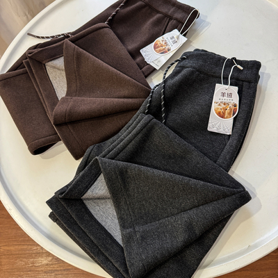 大厂订单~篙端线~真丝羊绒醋酸混纺加厚保暖气质毛呢微喇叭休闲裤
