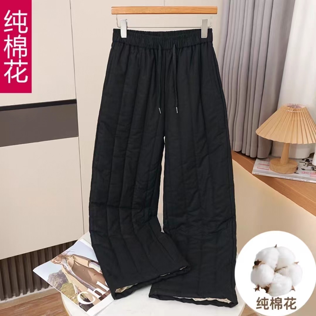 2025秋冬新款女装纯棉花保暖棉裤中式国风直筒显瘦棉裤妈妈装外穿