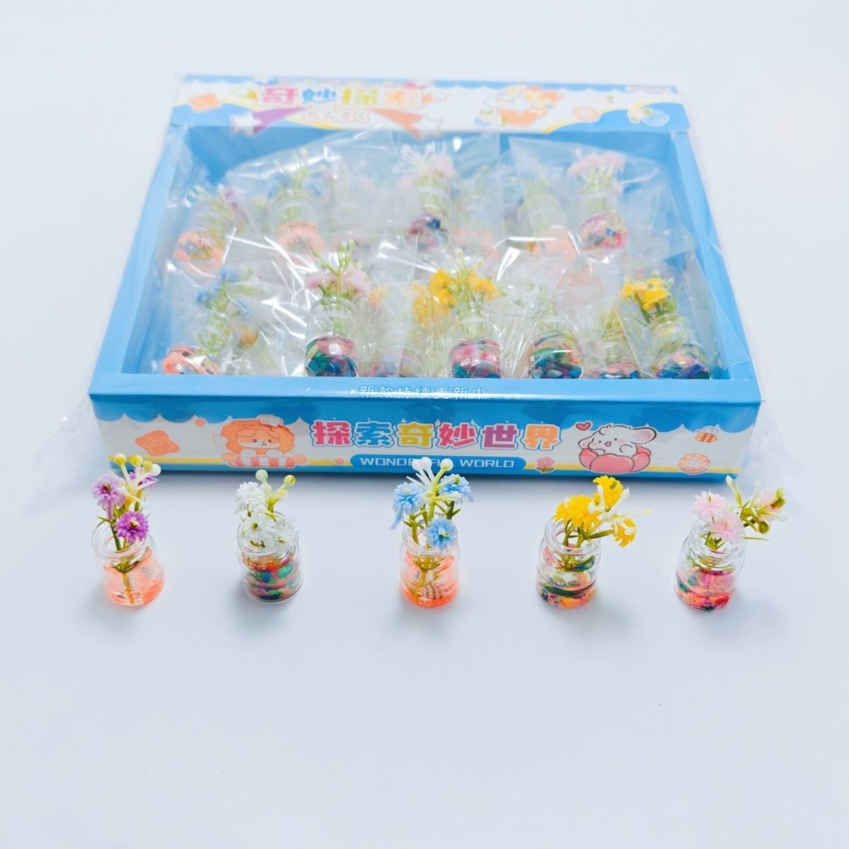 2元24入夜光七彩玻璃小花瓶仿真迷你小摆件桌面汽车小摆件饰品