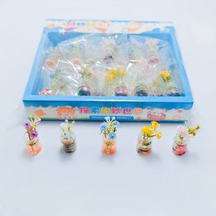 2元 24入夜光七彩玻璃小花瓶仿真迷你小摆件桌面汽车小摆件饰品