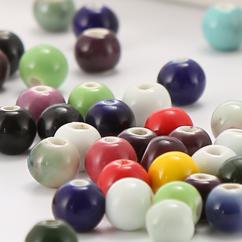 10-12mm颜色陶瓷珠子原木麻绳