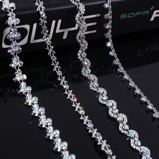 金银色炫彩彩钻链条DIY手工服装帽子戏曲舞台演出服装饰花边辅料