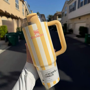 正品stanley条纹保温杯车载保温杯办公咖啡吸管水杯史丹利保冷