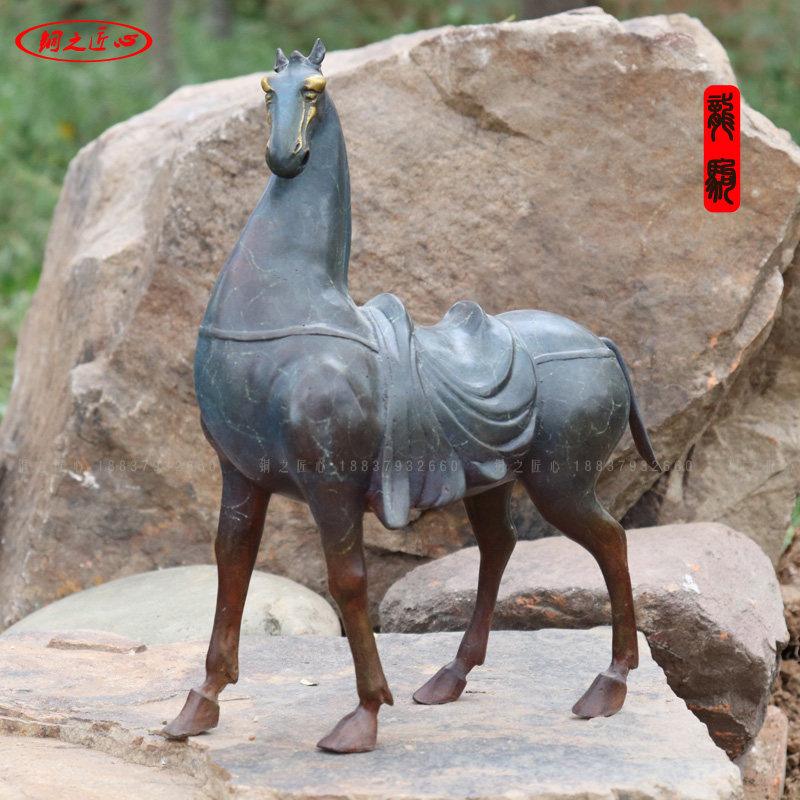 千里马工艺品骏马摆件仿古青铜器招财贺礼装饰马踏飞燕影视战马驹