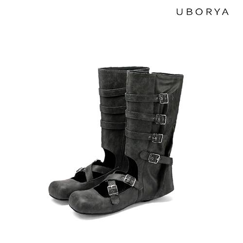 UBORYA芭蕾风芭蕾靴平底手工做旧