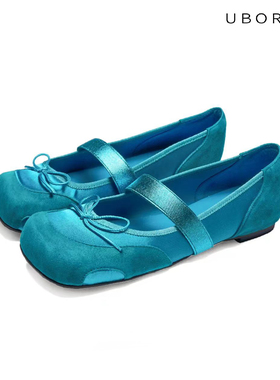 UBORYA女鞋芭蕾鞋浅口单鞋新款平底软底真皮气质时尚高级一脚蹬