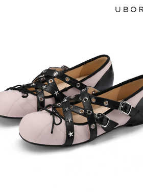 UBORYA设计师原创运动朋克街头休闲粉黑平底鞋芭蕾
