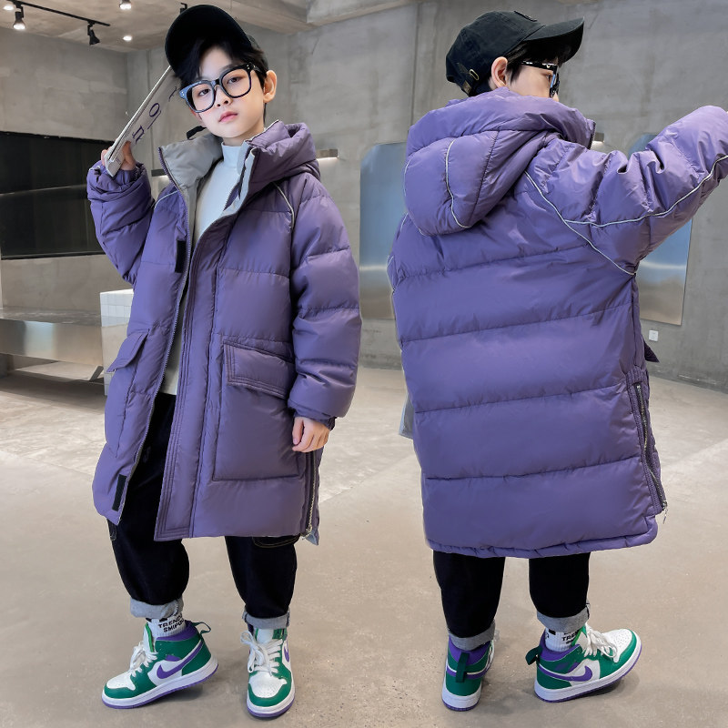男童长款过膝棉衣2025新款冬季儿童加厚保暖衣服中大童羽绒棉服袄