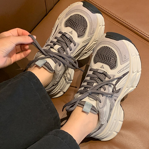 新款小个子女生内增高厚底老爹鞋