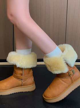 TGG团呱呱雪地靴女2025新款爆款U加绒保暖防寒滑厚底毛毛冬季棉鞋