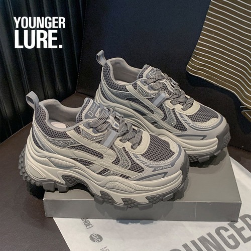 YOUNGER LURE老爹鞋2025新款爆款秋季百搭休闲运动厚底内增高女鞋