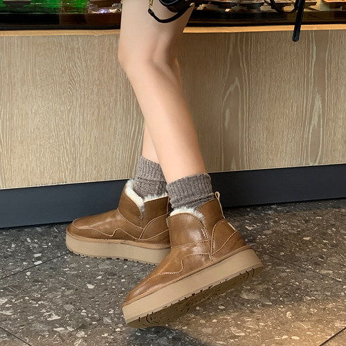 TGG团呱呱雪地靴平底女款2025新爆款加绒保暖厚底毛毛靴冬季棉鞋