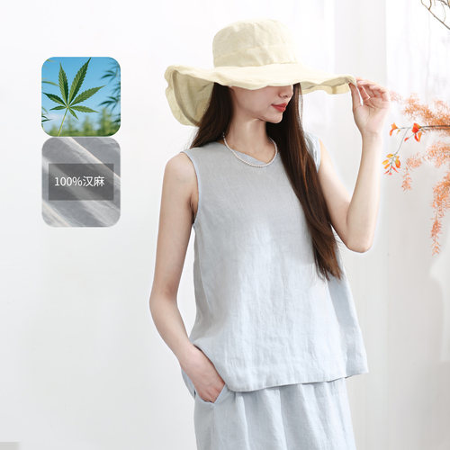 饮水鸟100%汉麻无袖背心女夏极简