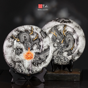 圣山景德镇粉彩墨龙大号雪茄缸仿古手工陶瓷中式雪茄缸烟灰缸