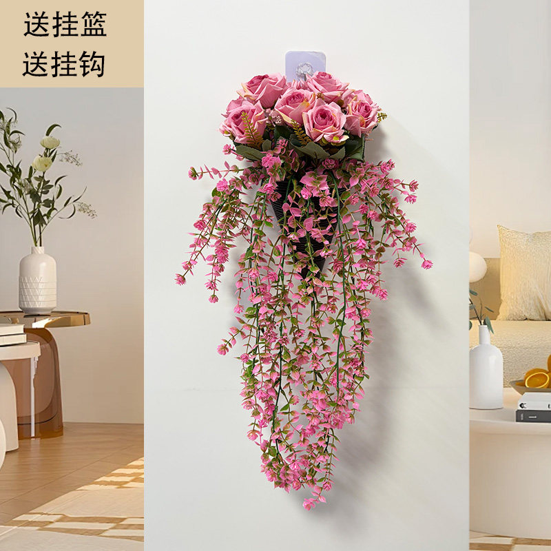 壁挂仿真花玫瑰藤条墙面装饰绿植假花吊篮摆设向日葵花束挂墙布置,鲜花速递/花卉仿真/绿植园艺,仿真花,淘宝优惠券,粉丝福利购,淘宝优惠卷