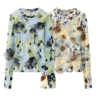 长袖 2026春季 圆领套头花卉皮肤衣打底衫 轻奢女装 T恤上衣 设计师款