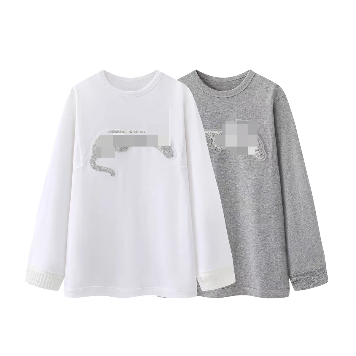 2025年冬季设计师款轻奢风百搭宽松显瘦卡通刺绣圆领长袖T恤上衣