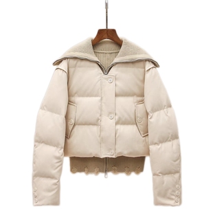 2025冬季设计师款小众女装针织两件套毛织马甲短款羽绒服保暖外套