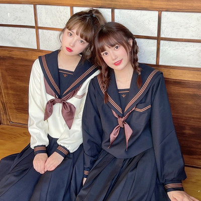 RENTAL JK UNIFORM SKIRT JAPANESE LONG-SLEEVED SAILOR UNIFORM COLLEGE STYLE SUIT CLASS UNIFORM SCHOOL UNIFORM GIRL GRADUATION PHOTO