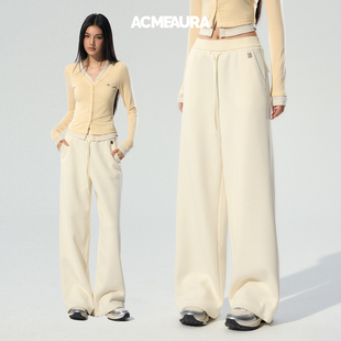 宽松慵懒风裤 ACMEAURA白色直筒裤 宽松休闲裤 秋卫裤 子女 女2025新款