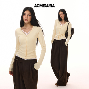 复古针织衫 修身 女2025秋冬季 内搭打底衫 爵士上衣 新款 ACMEAURA美式