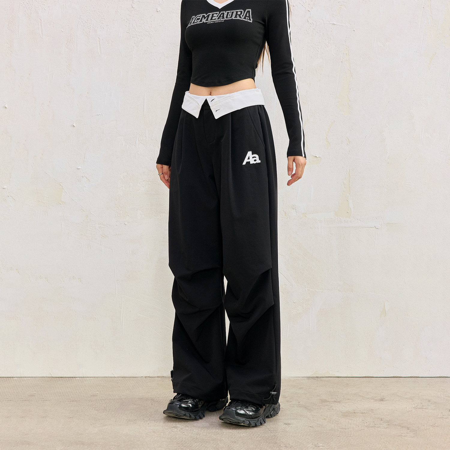 ACME AURA 工装裤女春秋2025双层腰可拆卸高腰休闲舞蹈爵士舞裤子