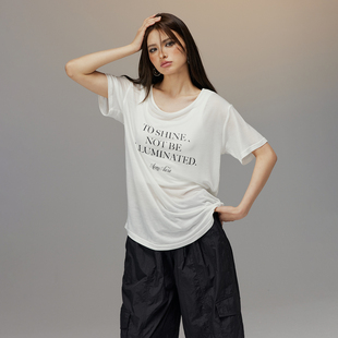 夏季 ACME t恤女2023新款 短袖 纯棉宽松显瘦上衣设计感 AURA