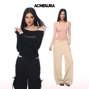 假两件斜肩烫钻上衣 3.26 ACMEAURA